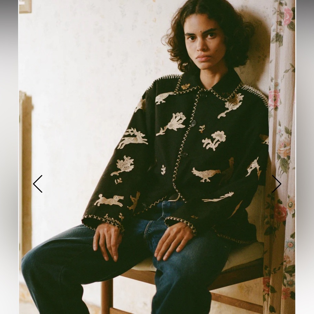 Sea New York Black Mika Jacket with Ivory Embroidered Motifs - XS never worn